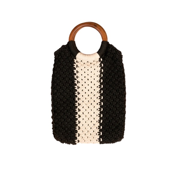 NEW Laude the Label Mini Macramé Bag with Wooden Handles - Picture 5 of 5